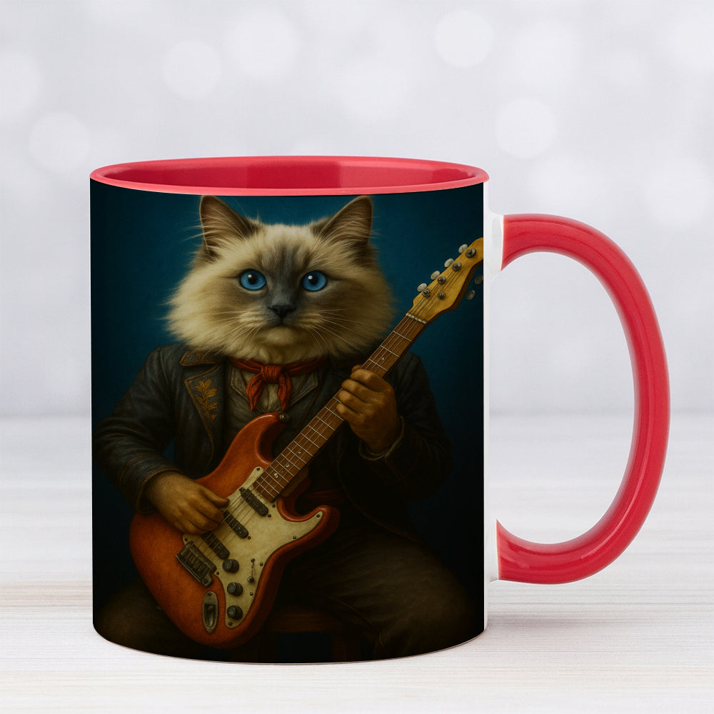 Custom Photo Cat Rock n Roll Mug Gift For Cat Lovers