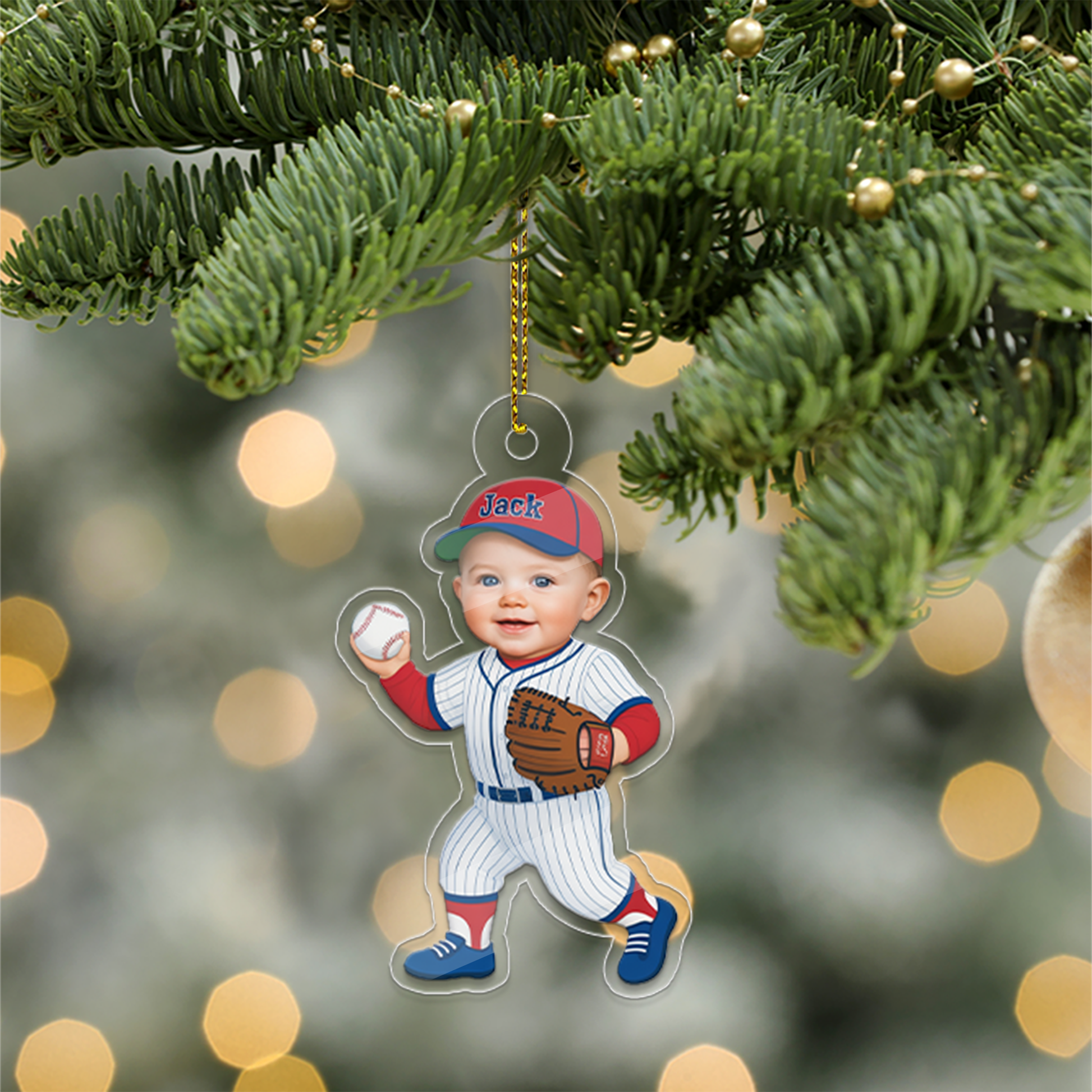 Custom Photo Baby Baseball Ornament, Personalized Baby Baseball Keepsake, Engraved Baseball Gift, Custom Photo Gift