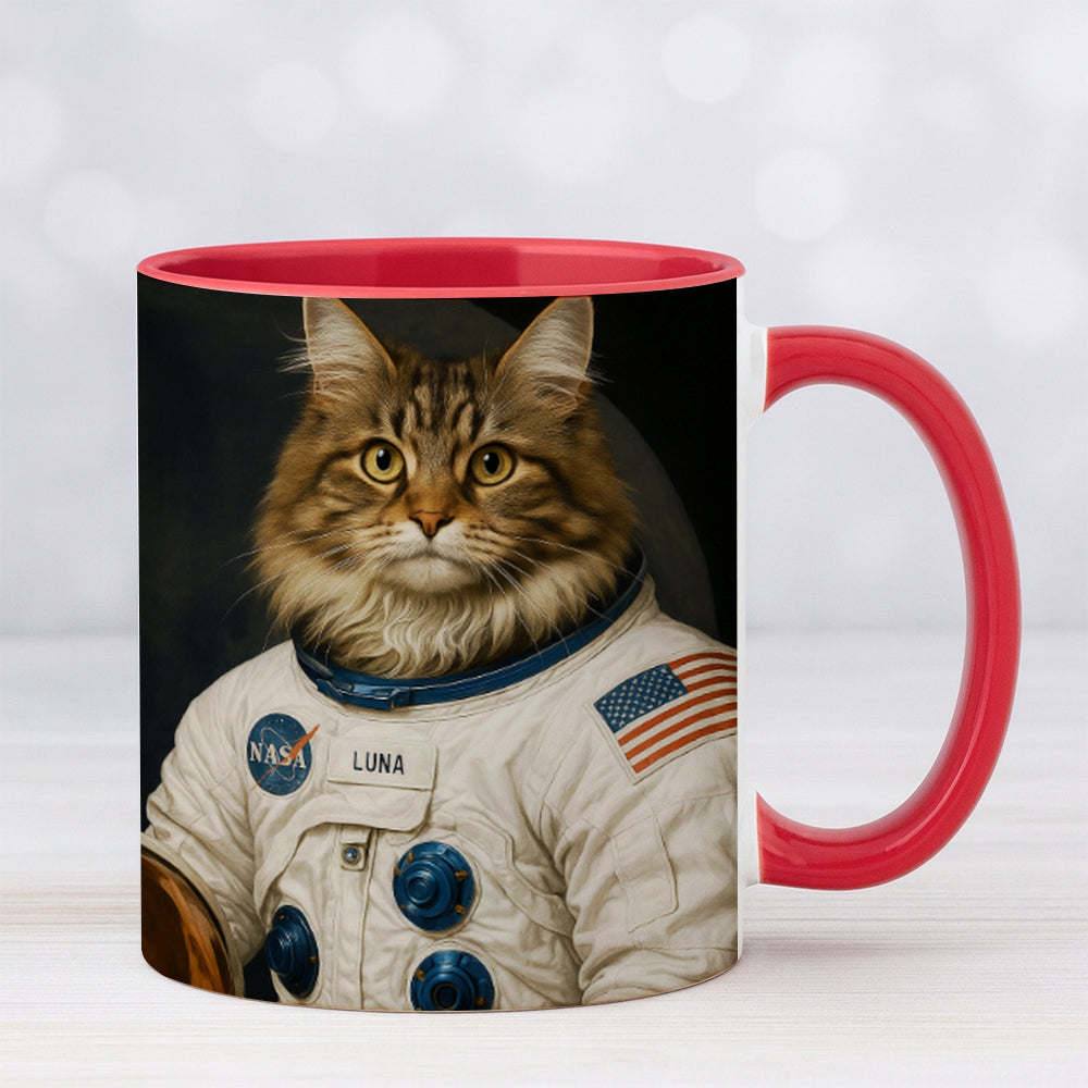 Custom Photo Cat Astronaut Mug _ Gift For Cat Lovers