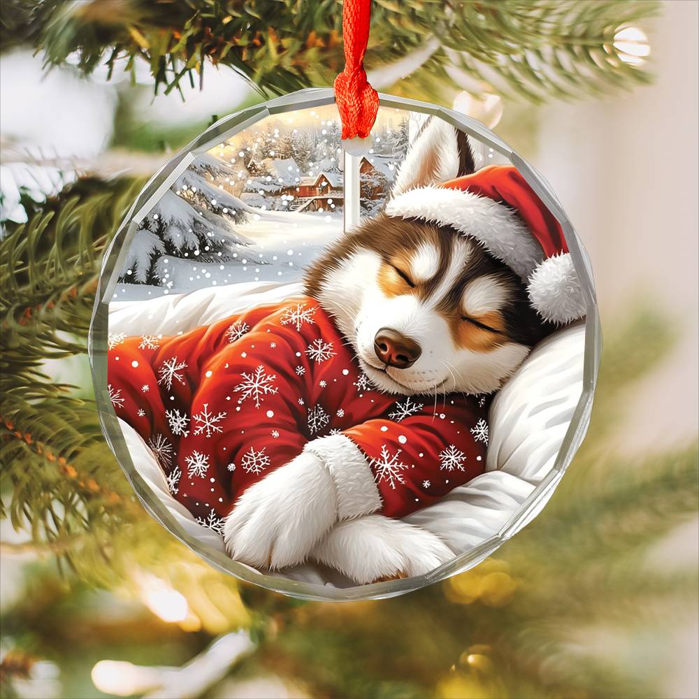 Siberian Husky Dog Sleeping In Bed Design 2