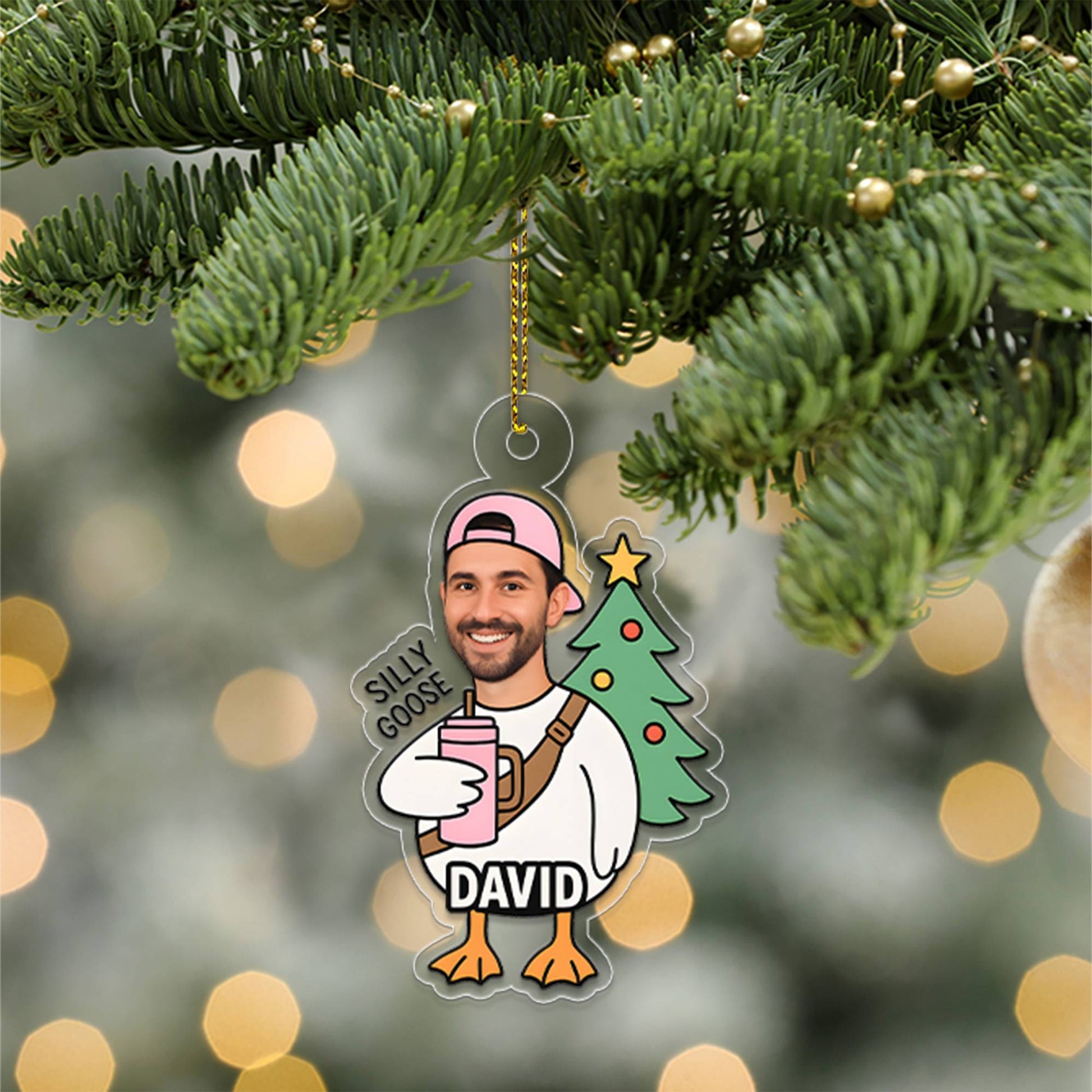 Custom Photo Silly Goose Ornament, Personalized Photo Gift, Funny Goose Decoration, Christmas Photo Ornament