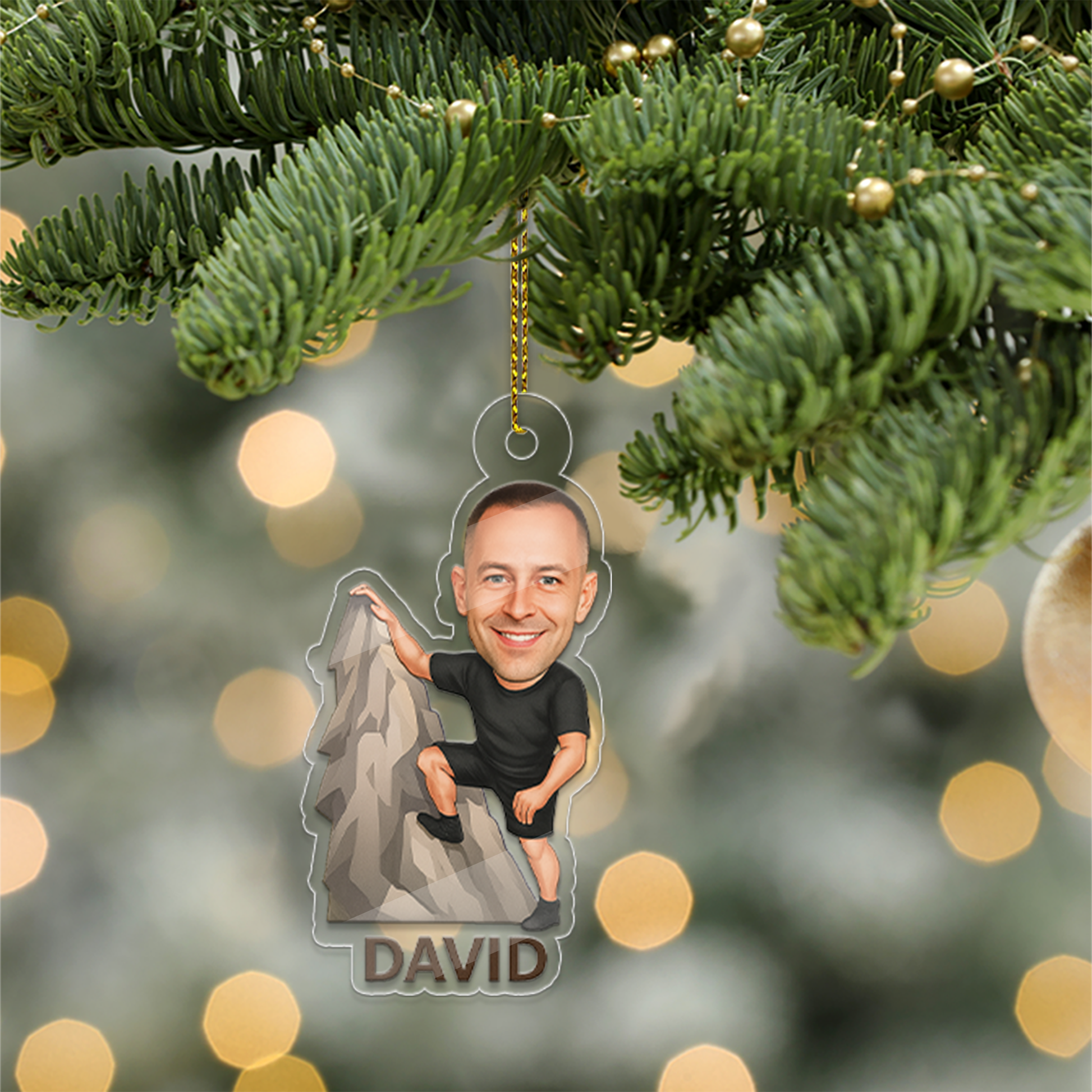Custom Photo Climbing Acrylic Ornament, Mountain Climbing Christmas Ornament, Climber Christmas Ornament, Gift for Climbers