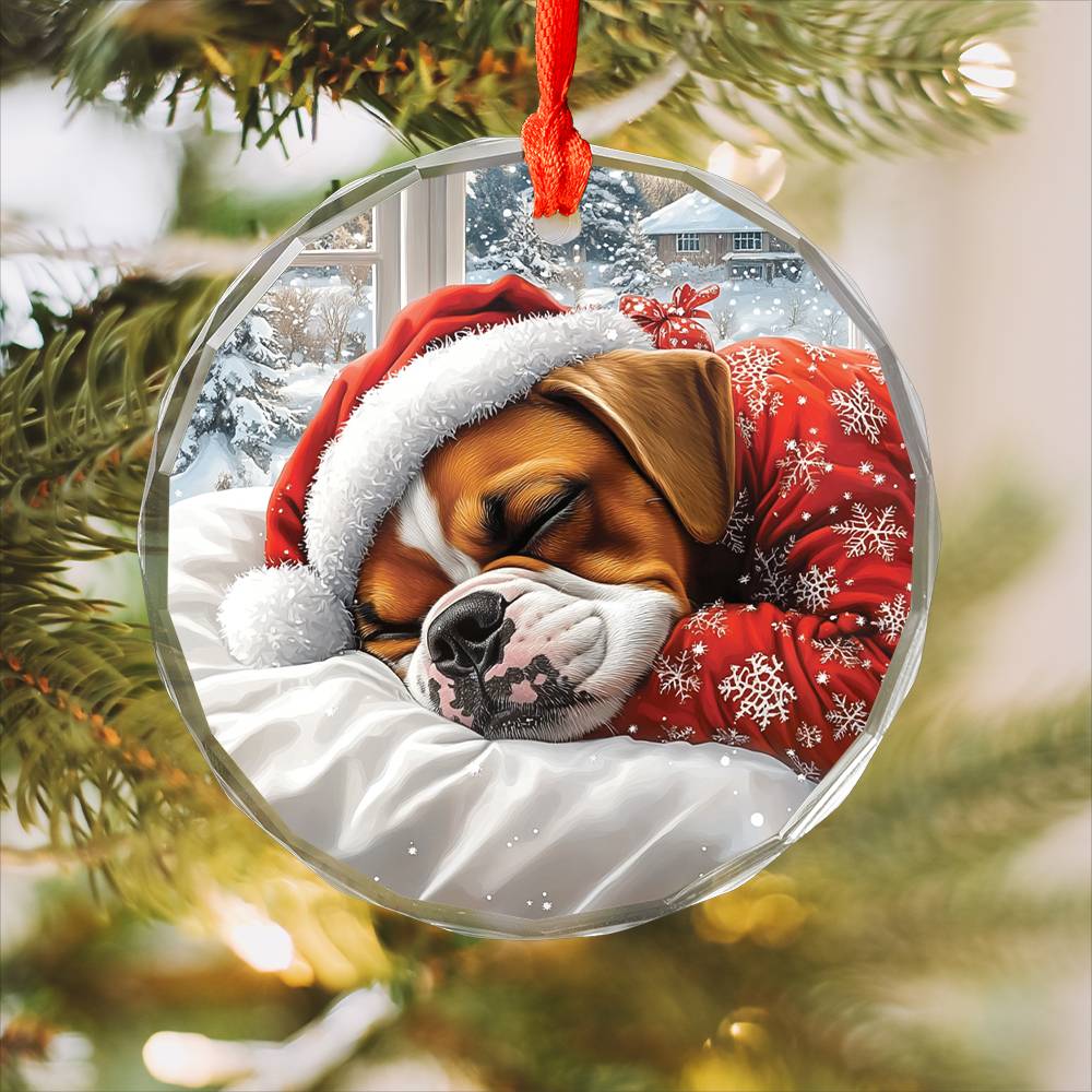 Boxer Dog Sleeping In Bed Design 1