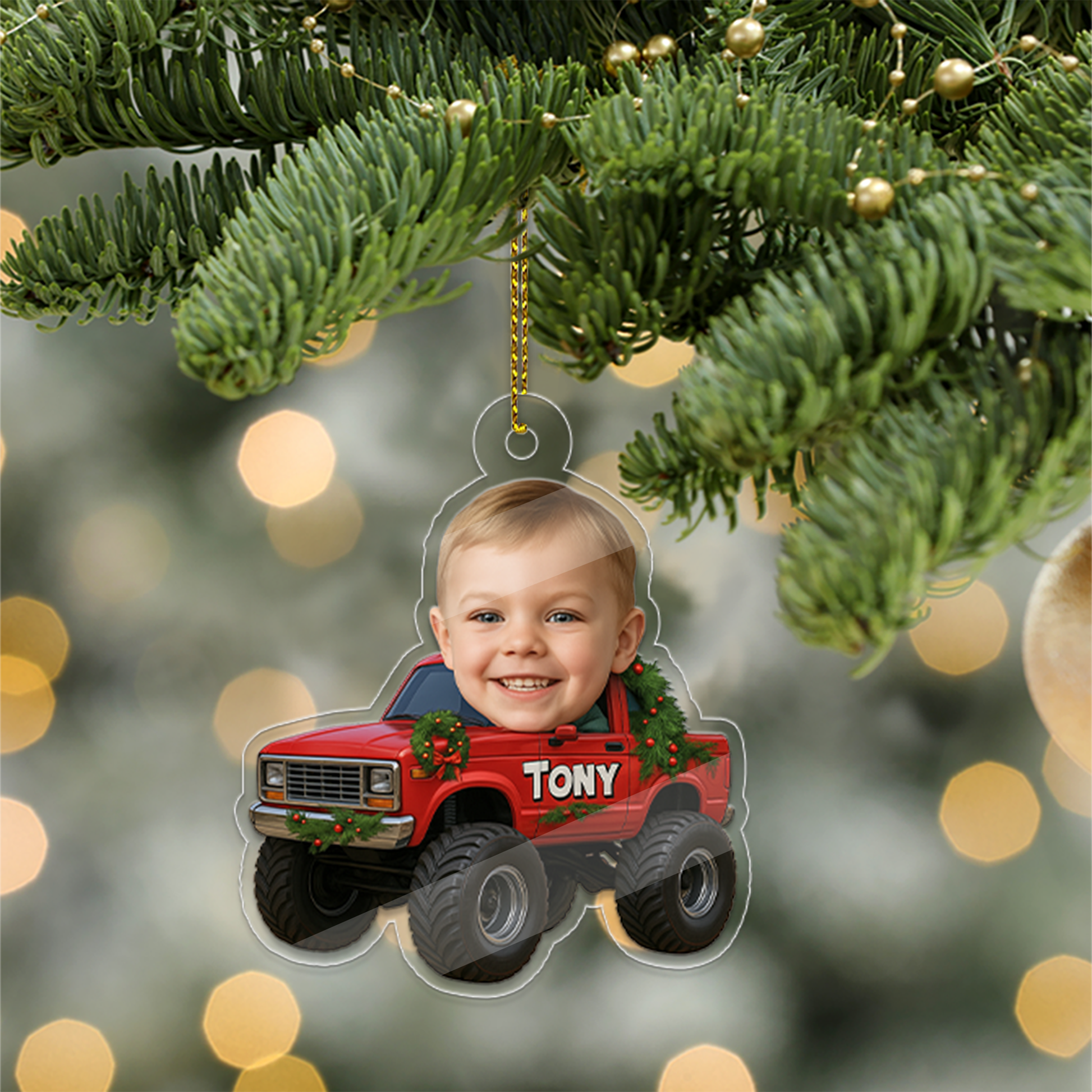Custom Photo Drive Truck Car Acrylic Ornament, Funny Christmas Ornament, Custom Face Picture Ornament, Christmas Tree Decor