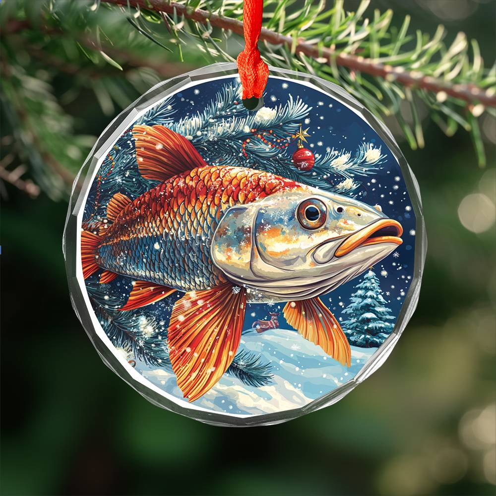 Beautiful Angus Tarpon Fish Christmas Night Design 1 Glass Ornament