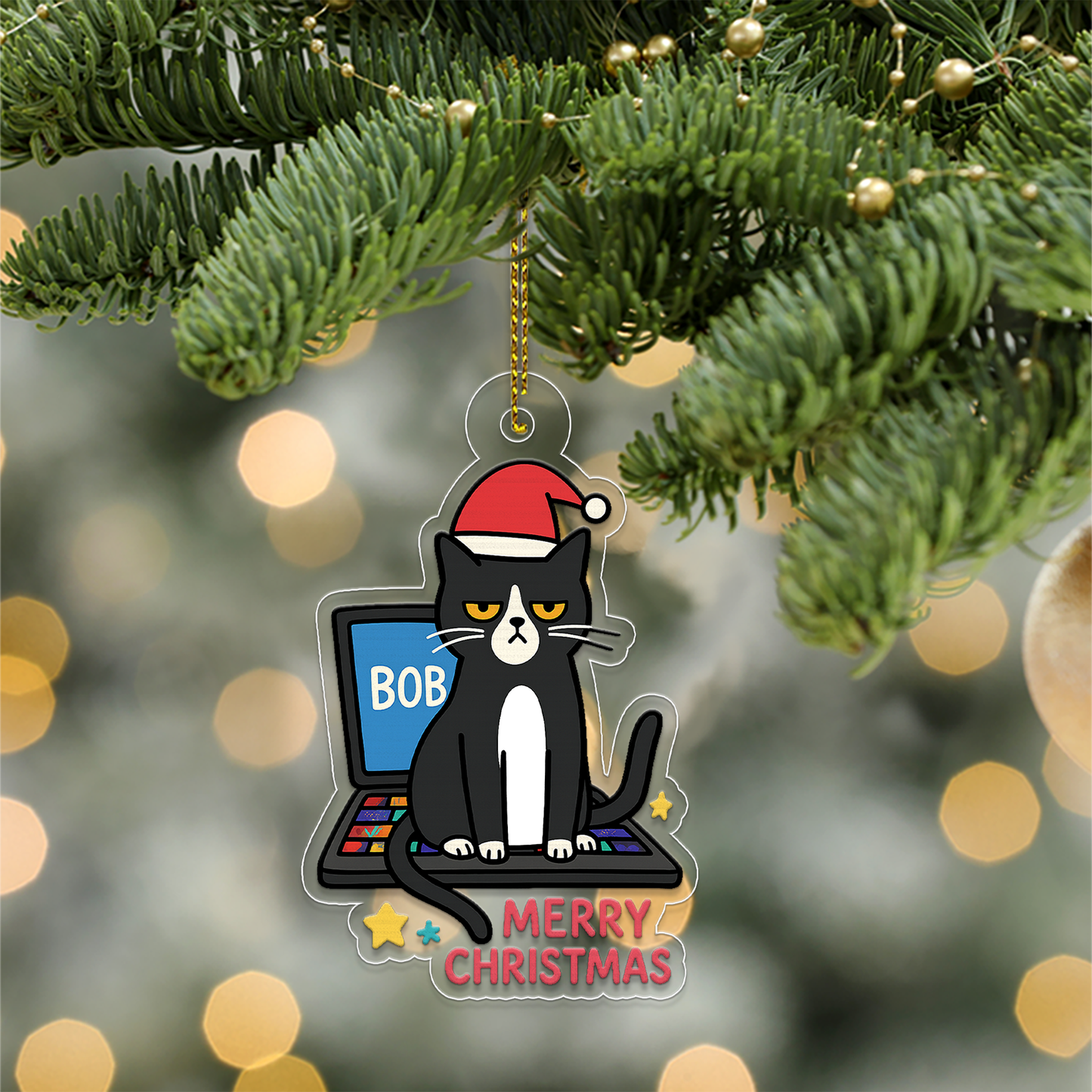 Personalized Cat Upset On Laptop Christmas Ornament, Christmas Decor, Cat Lover Gifts, Funny Ornament, Office Gift