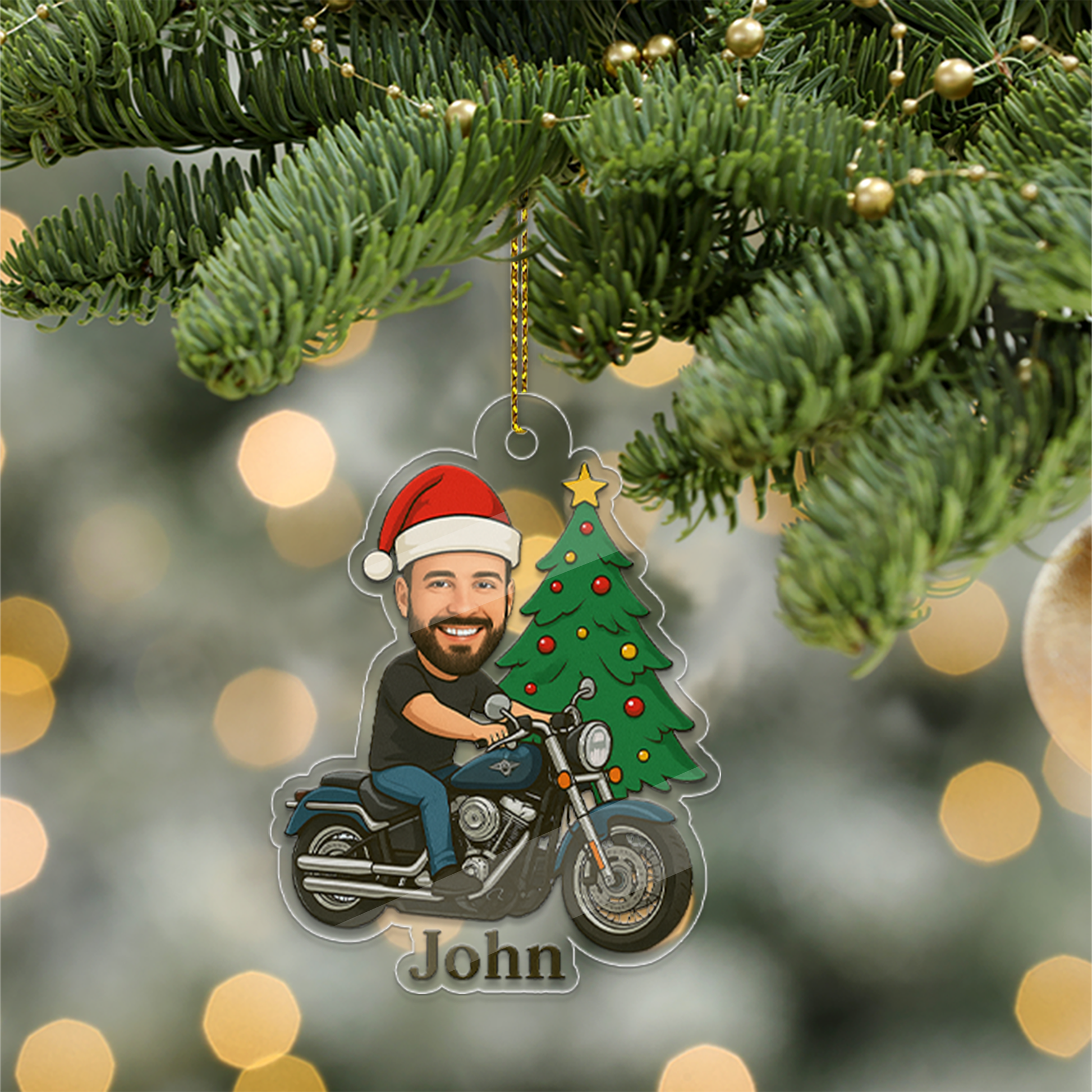 Custom Photo Motorbike Ornament, Unique Gift for Motorbike Lovers, Biker Christmas Ornament, Xmas Gift for Biker