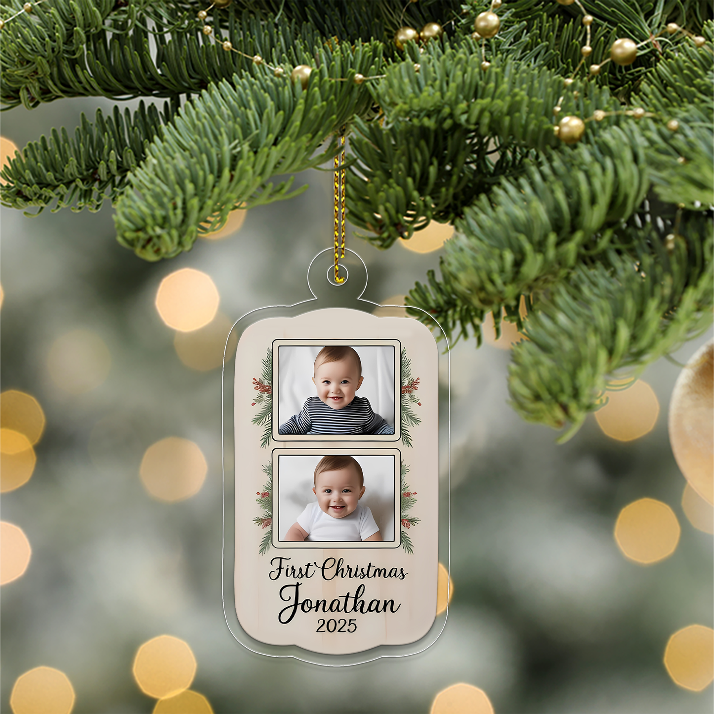 Custom Photo Baby Christmas Ornament, Personalized Newborn Gift, Baby Room Decor, Baby First Christmas Gift