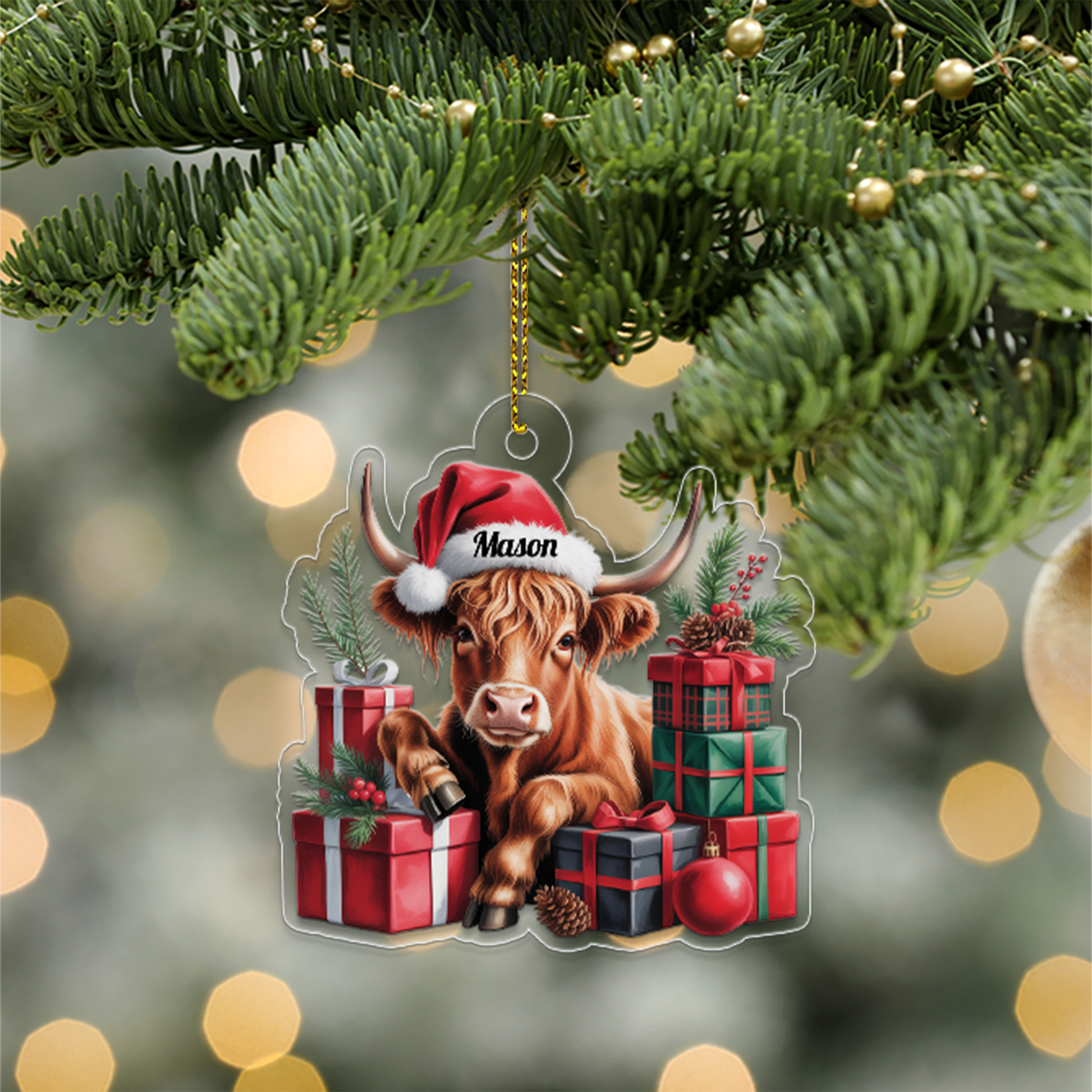 Custom Name Xmas Highland Cow