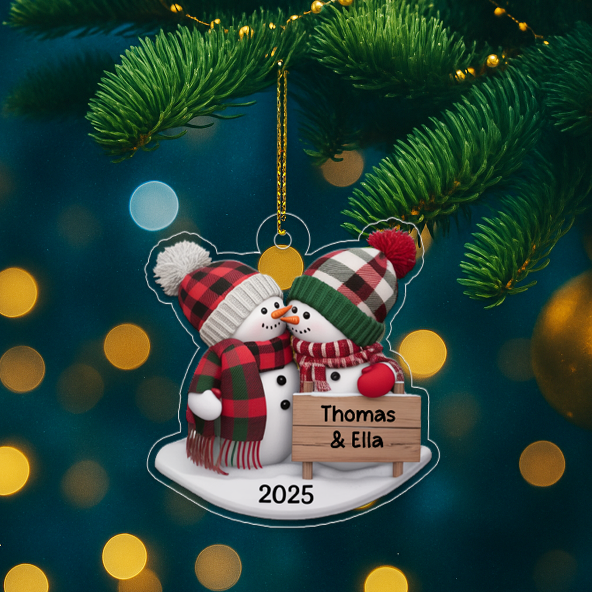 Custom Name Snow Couple