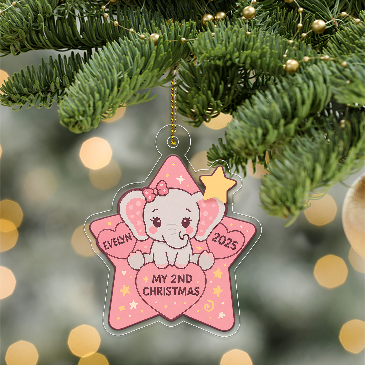 Personalized Elephant Ornament, Christmas Decor, Elephant Christmas Home Decor, Elephant Gift, Custom Kids Gift, Elephant Baby Shower