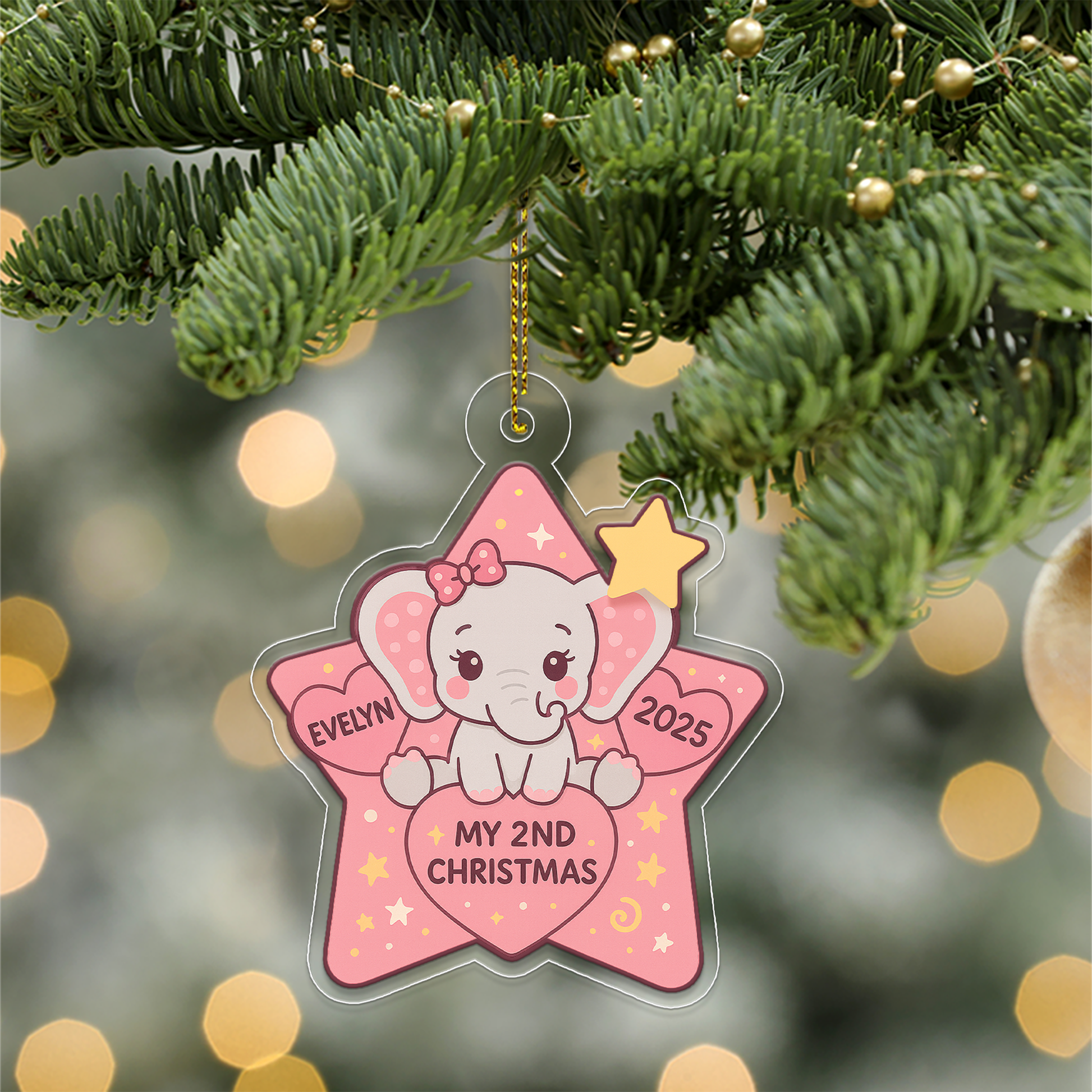 Personalized Elephant Ornament, Christmas Decor, Elephant Christmas Home Decor, Elephant Gift, Custom Kids Gift, Elephant Baby Shower