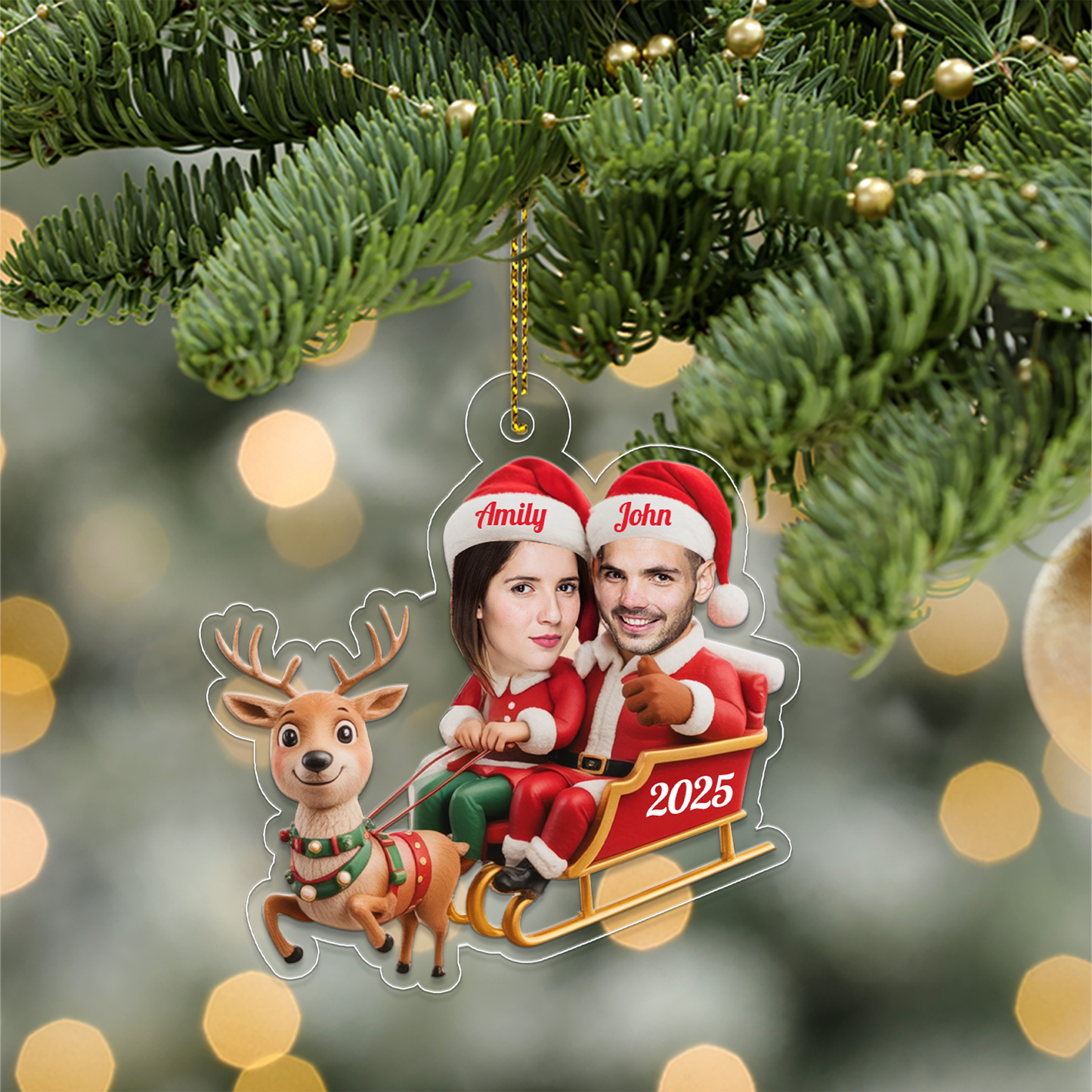 Custom Photo Couple Reindeer