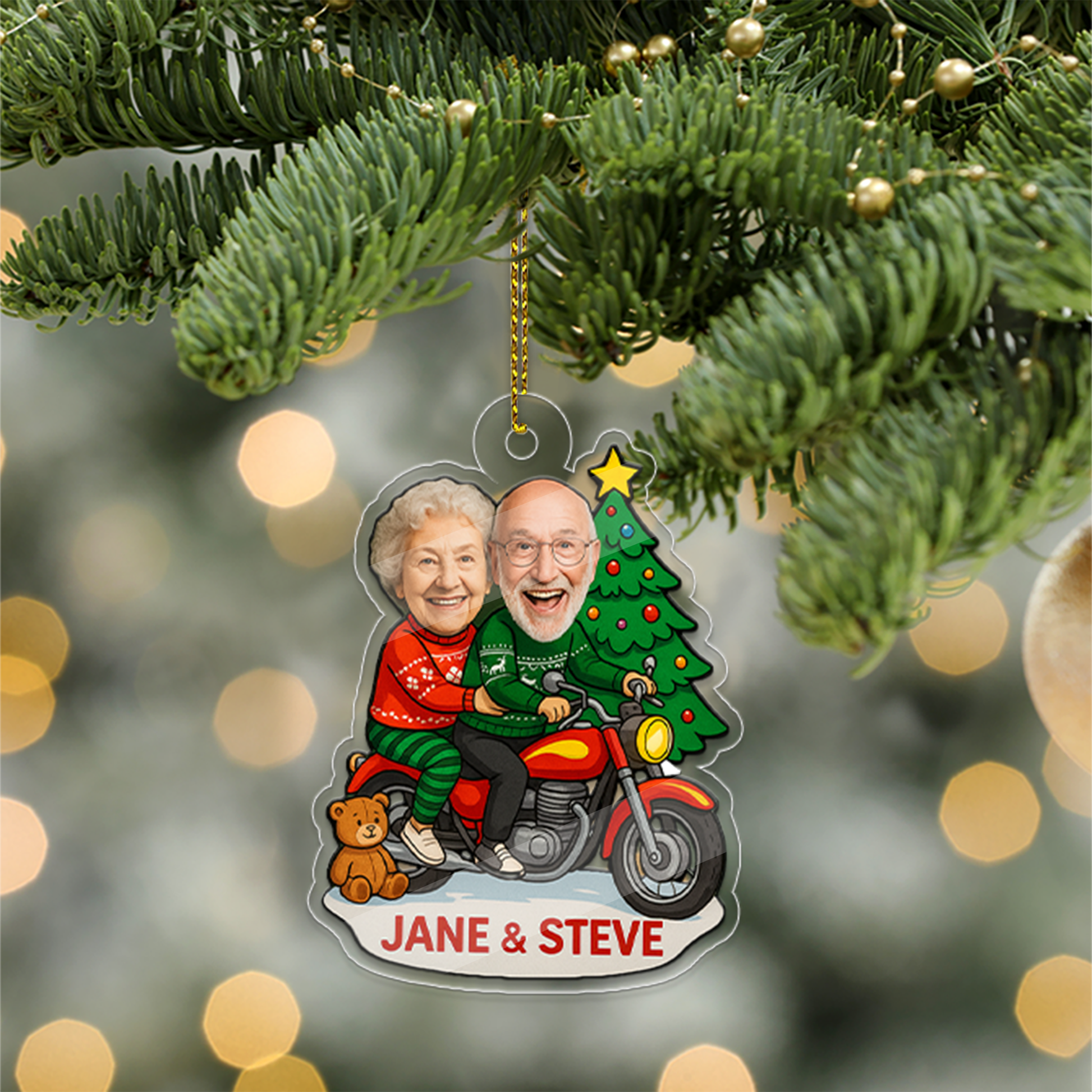 Personalized Couple Photo With Motobike Ornament, Custom Photo Together Since Christmas Ornament, Photo Gift For Anniversary