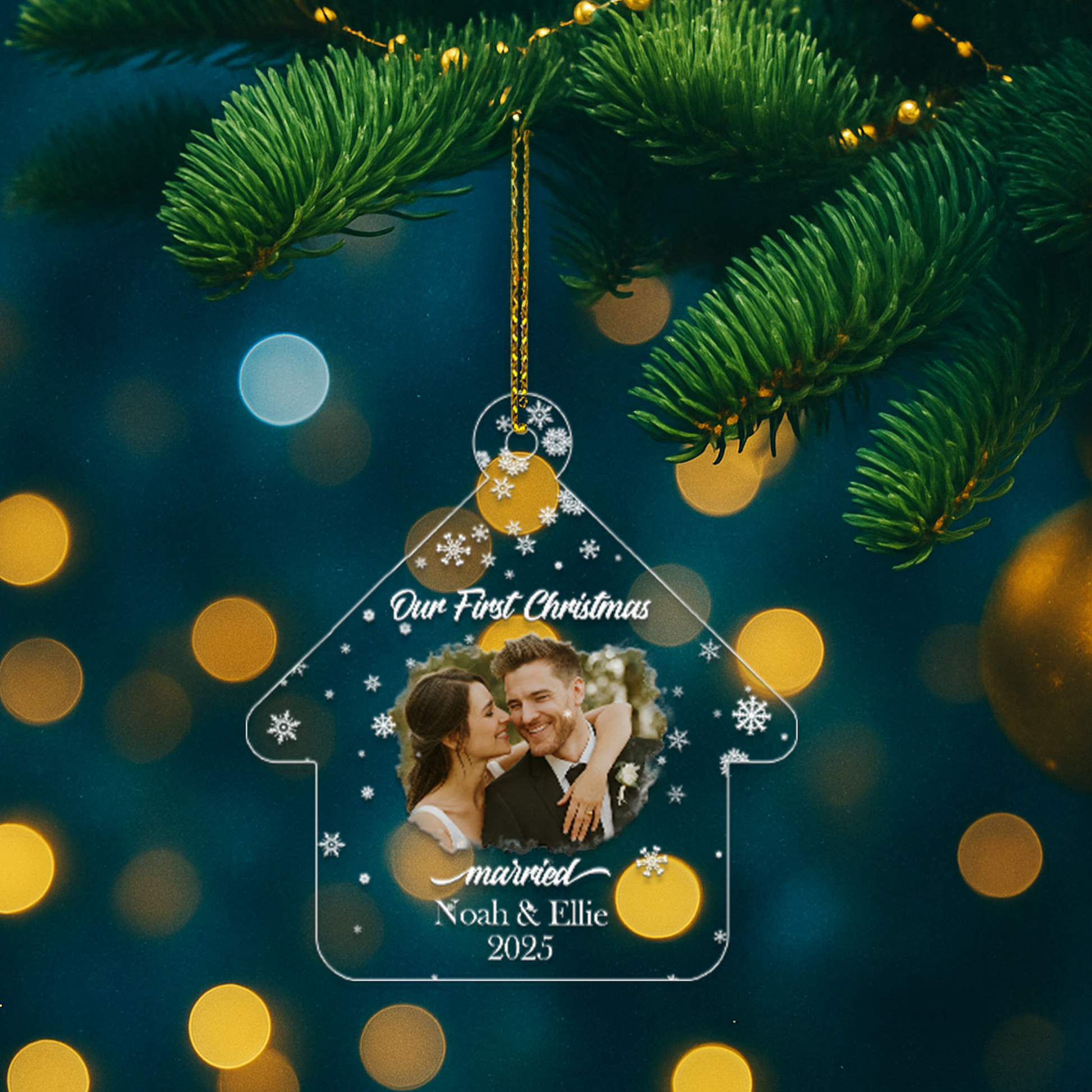Custom Photo And Name Bride And Groom Married