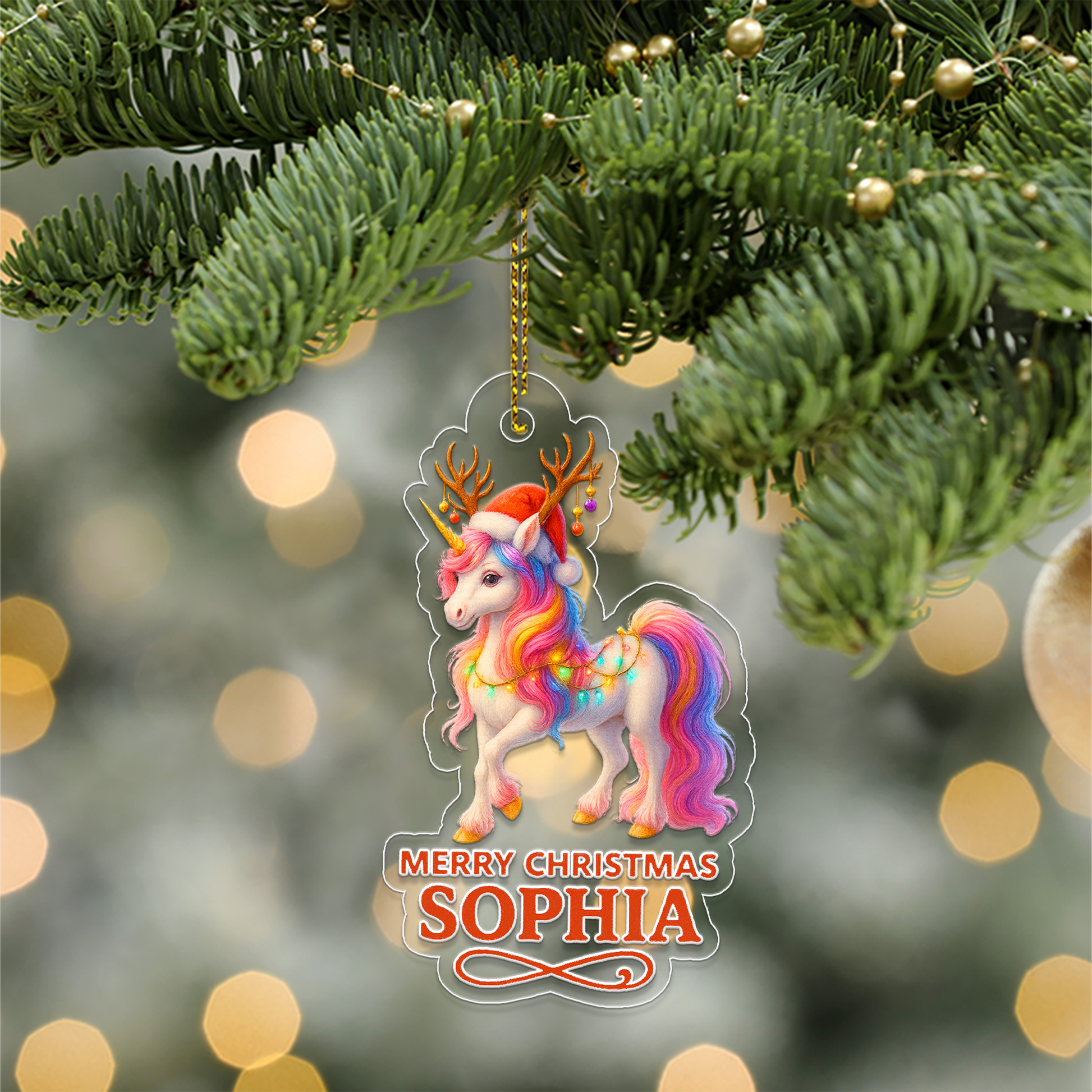 Custom Name Unicorn Merry Christmas
