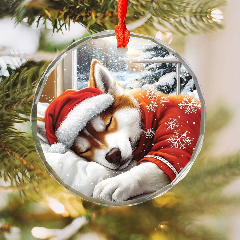 Siberian Husky Dog Sleeping In Bed Design 1