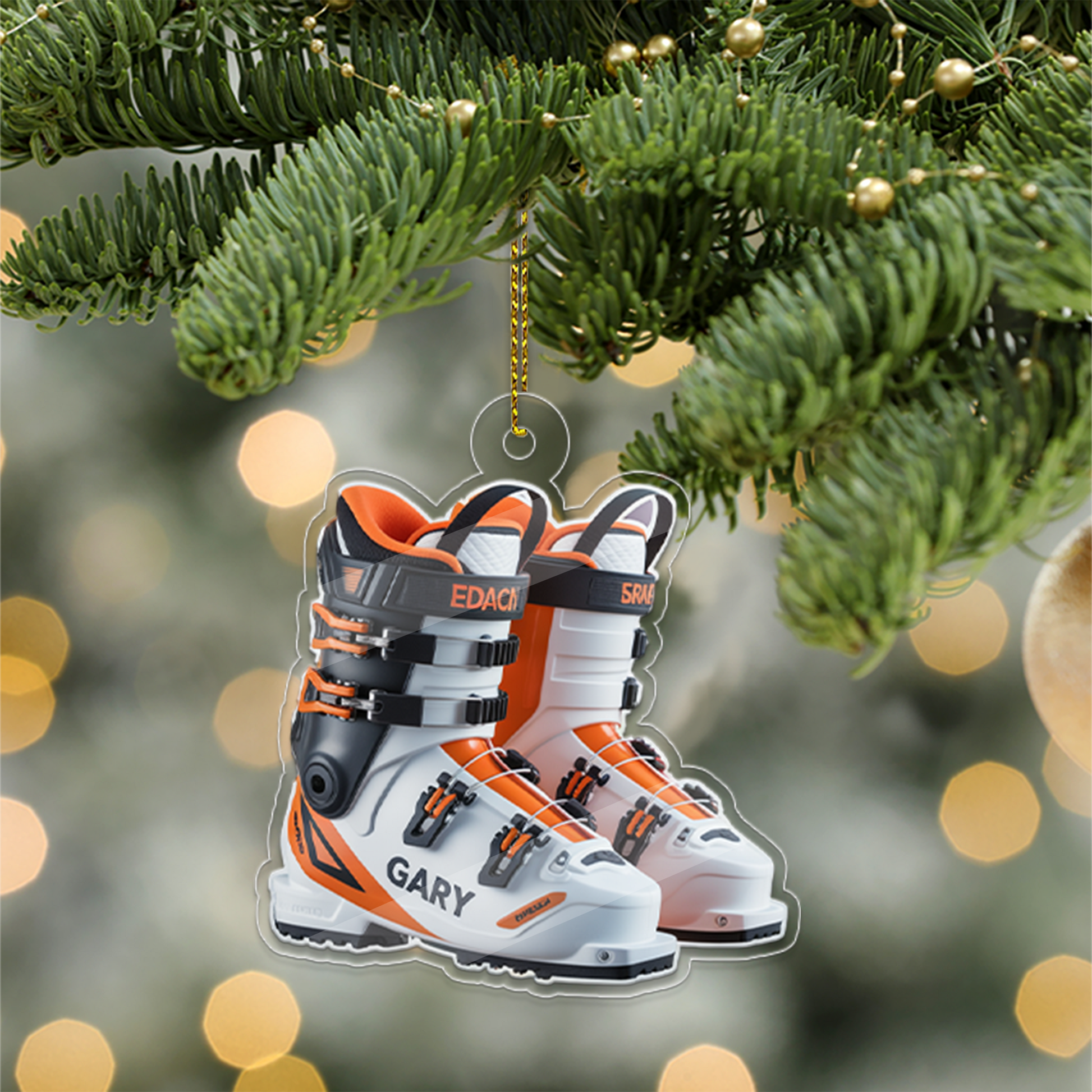 Custom Name Ski Boots Christmas Ornament Acrylic Ornament Christmas Gift
