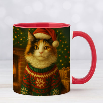 Custom Photo Cat Christmas Oufit Mug