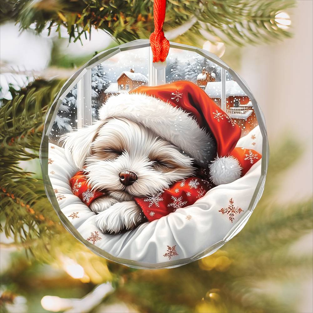Maltese Dog Sleeping In Bed Design 3