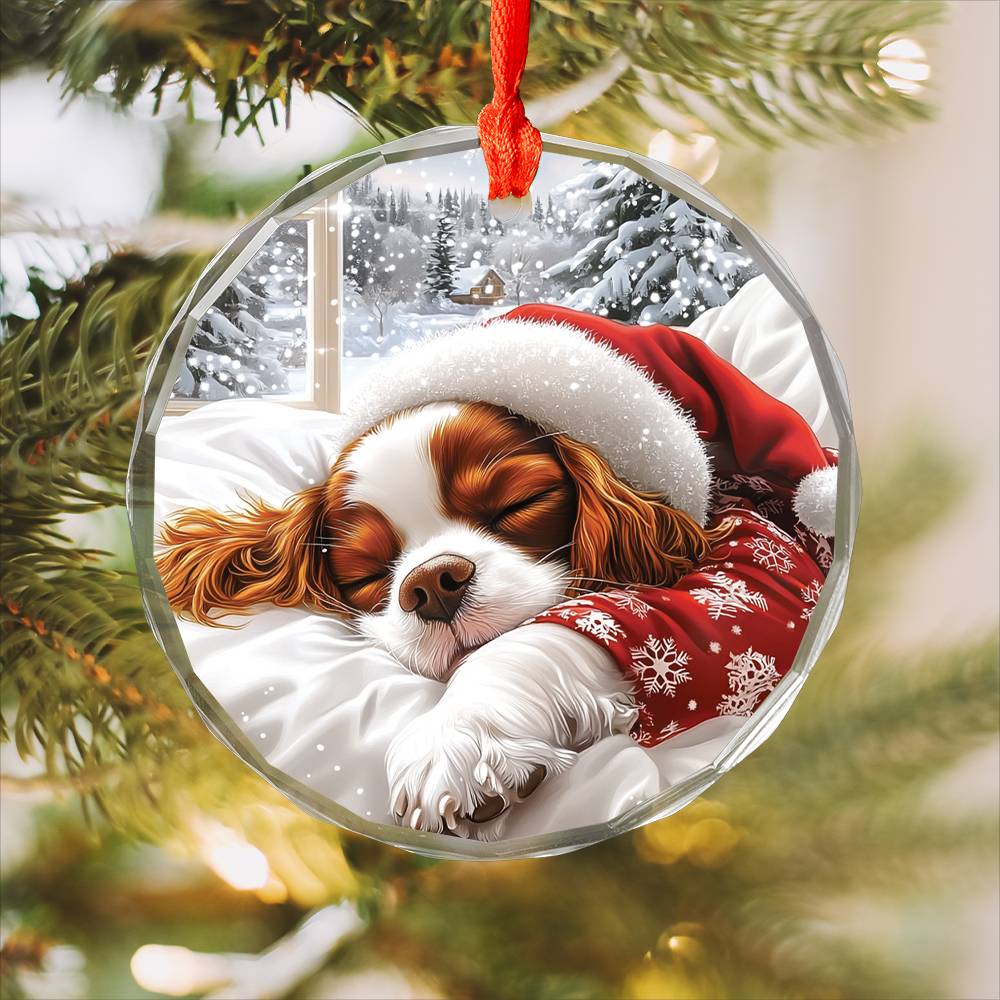 Cavalier King Charles Spaniel Dog Sleeping In Bed Design 1