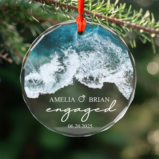 Custom Name And Date Engaged Weding Ocean Design