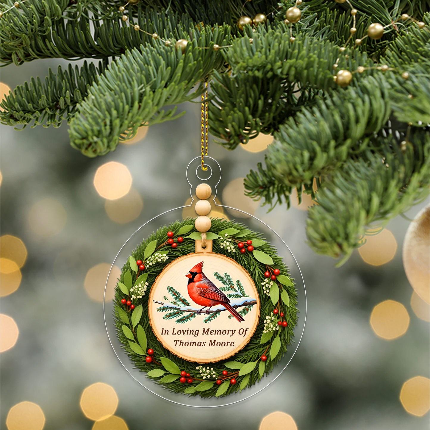 Personalized Cardinal Remembrance Christmas Ornament, Cardinal Memorial Ornament, Personalized Sympathy Gift, Holiday Tree Ornament