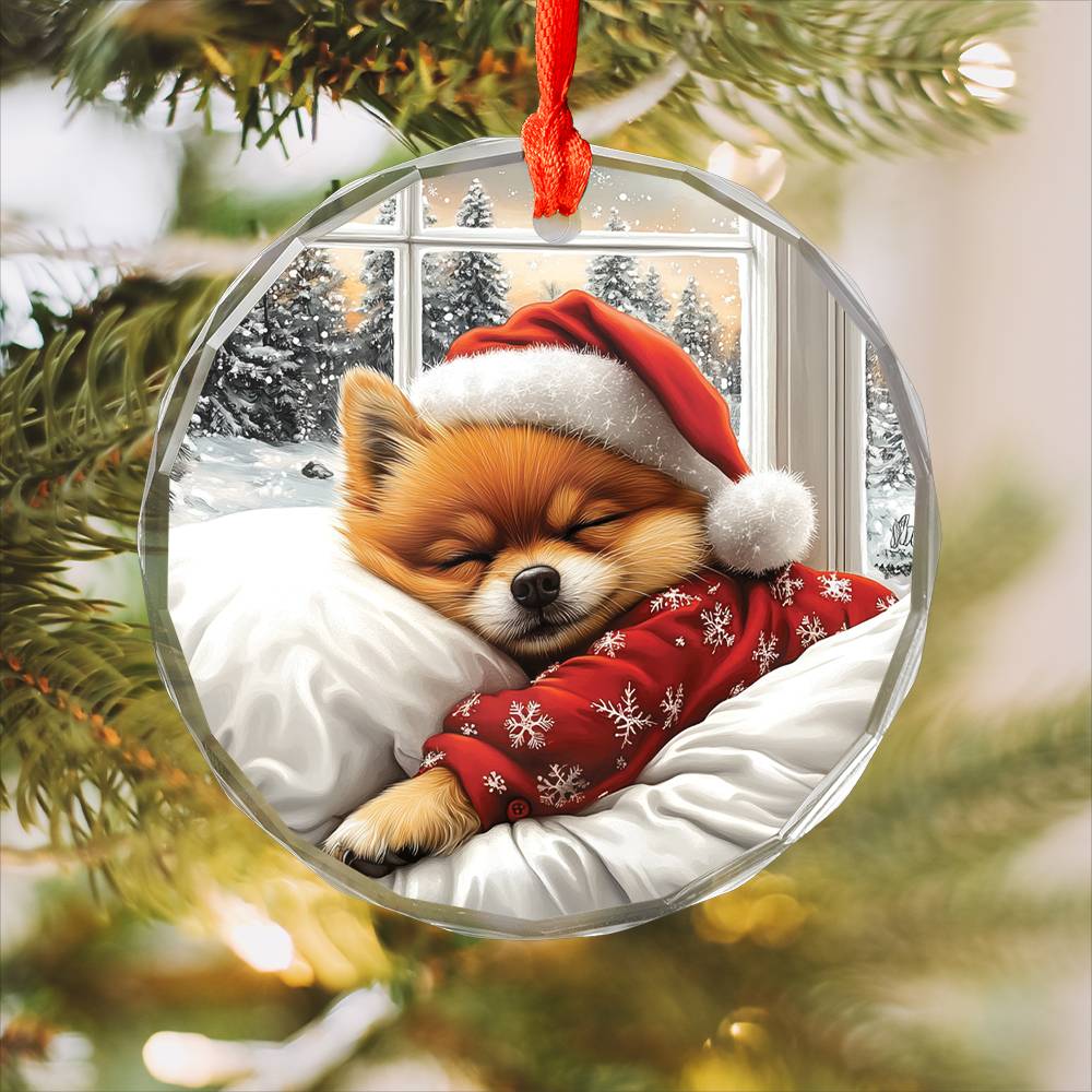 Pomeranian Dog Sleeping In Bed Design 3