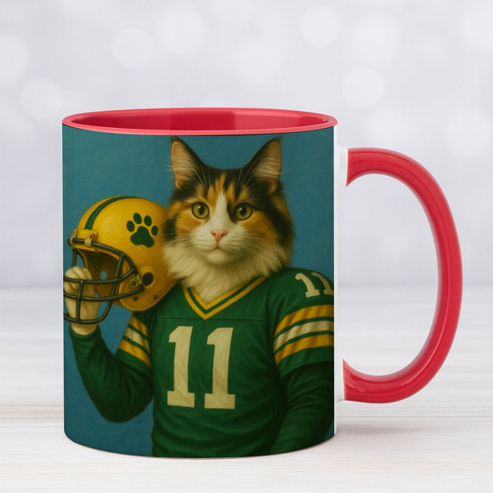 Custom Cat Photo Football Player Mug