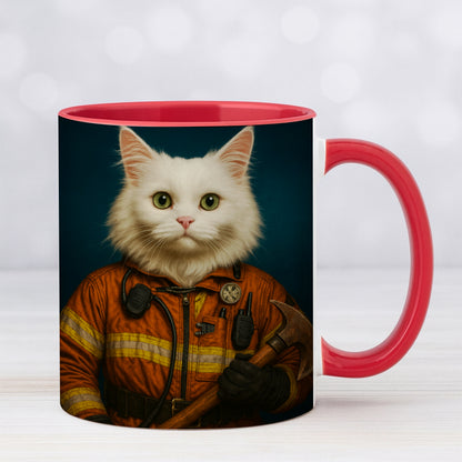 Custom Cat Photo Firefighter Mug _ Gift For Cat Lovers
