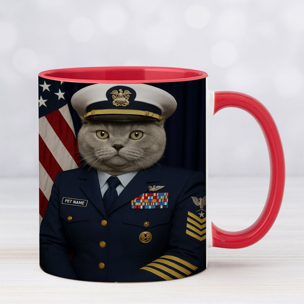Custom Cat Photo Us Navy Mug _ Gift For Cat Lovers