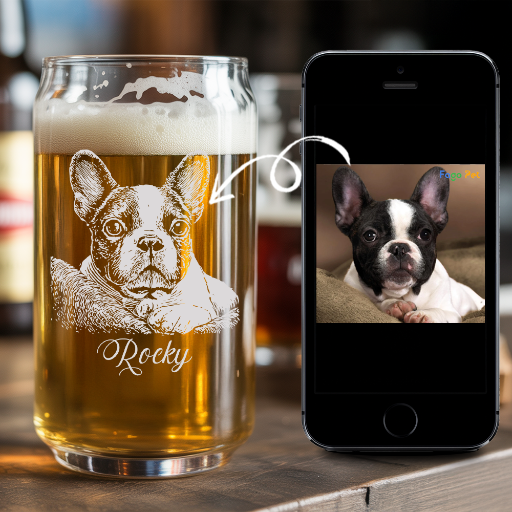 Custom Photo Dog Beer Glasses | Personalized Dog Photo Beer Can Glasses | Dog Lover Gift TNNGL30