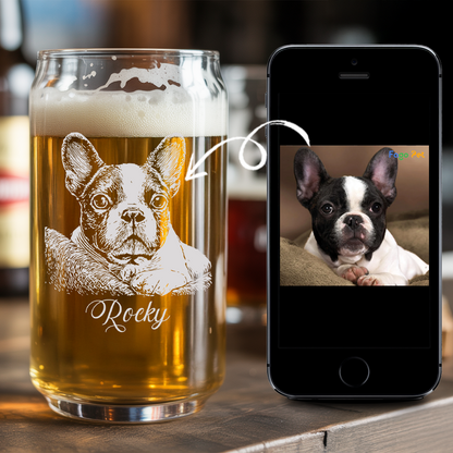 Custom Photo Dog Beer Glasses | Personalized Dog Photo Beer Can Glasses | Dog Lover Gift TNNGL30