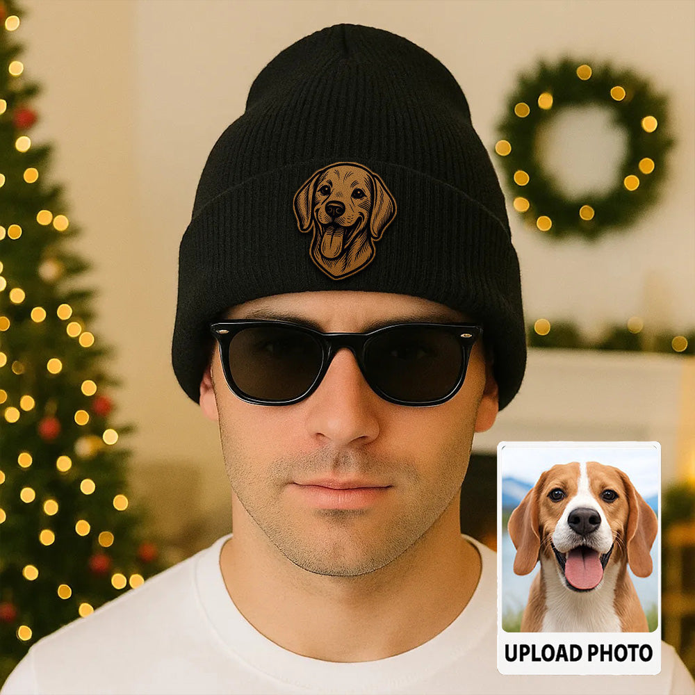 Custom Dog Portrait Beanie Hat – Personalized Pet Winter Hat, Unique Gift for Pet Moms and Pet Dads TH99B05