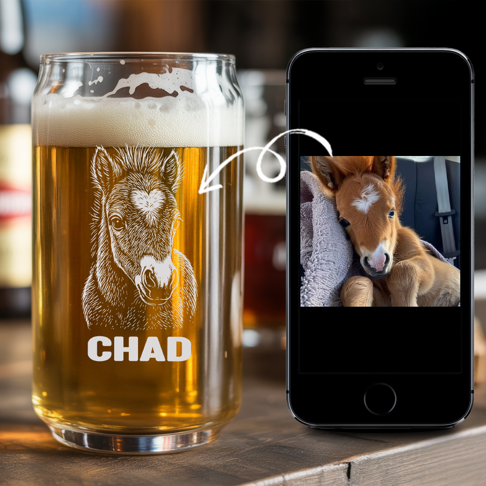 Custom Photo Horse Beer Can Glass | Personalized Gift for Pet Owners | Gift For Pet Lover TNNGL02