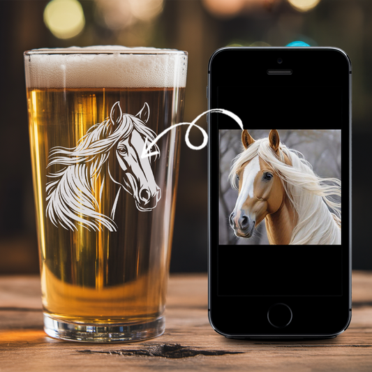 Custom Photo Horse Pint Glass – Personalized Gift for Horse Lovers THUC99H03
