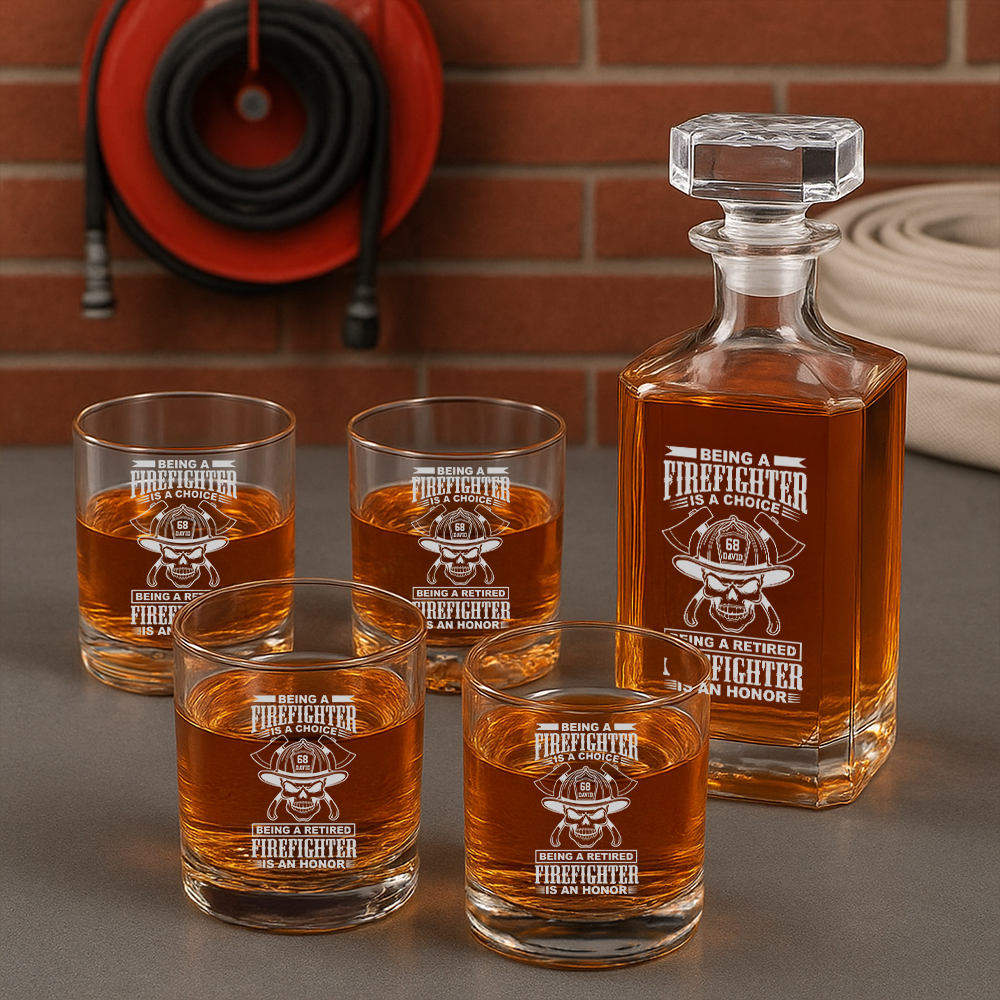 Personalized Being A Firefighter Is A Choice Decanter, Gift For Fireman Decanter With Whiskey Glasses Set, First Responder Gift TNN022
