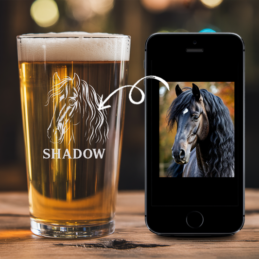 Custom Photo Horse Beer Pint Glass – Unique Keepsake for Horse Moms & Dads THUC99H04