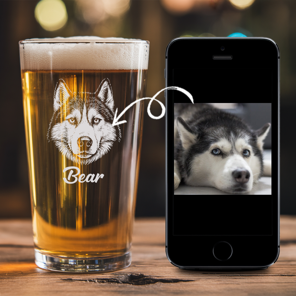 Custom Dog Photo Beer Glasses | Personalized Pint Glass with Your Dog's Photo | Gift for Pet Owners TNNGL21