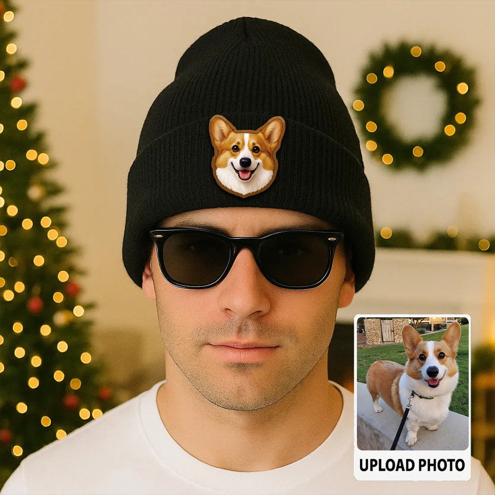 Personalized Dog Face Beanie – Custom Pet Photo Winter Hat, Perfect Cozy Gift for Dog Owners TH99B18