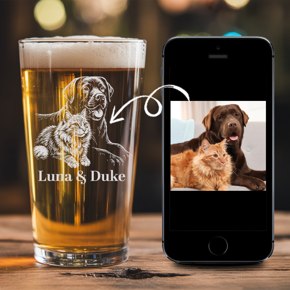 Custom Photo Dog Beer Glasses Using Pet Photo | Custom Pet Pint Glasses | Personalized Dog Beer Glass TNNGL25