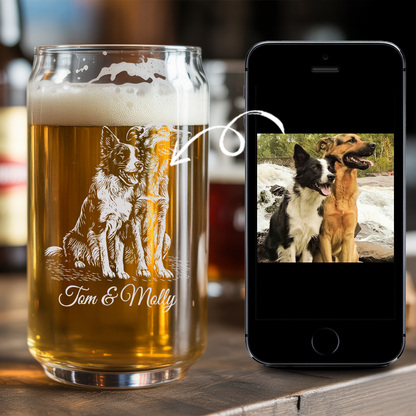 Custom Photo Pet Beer Glasses | Personalized Pet Beer Can Glasses | Gift For Pet Lover TNNGL33