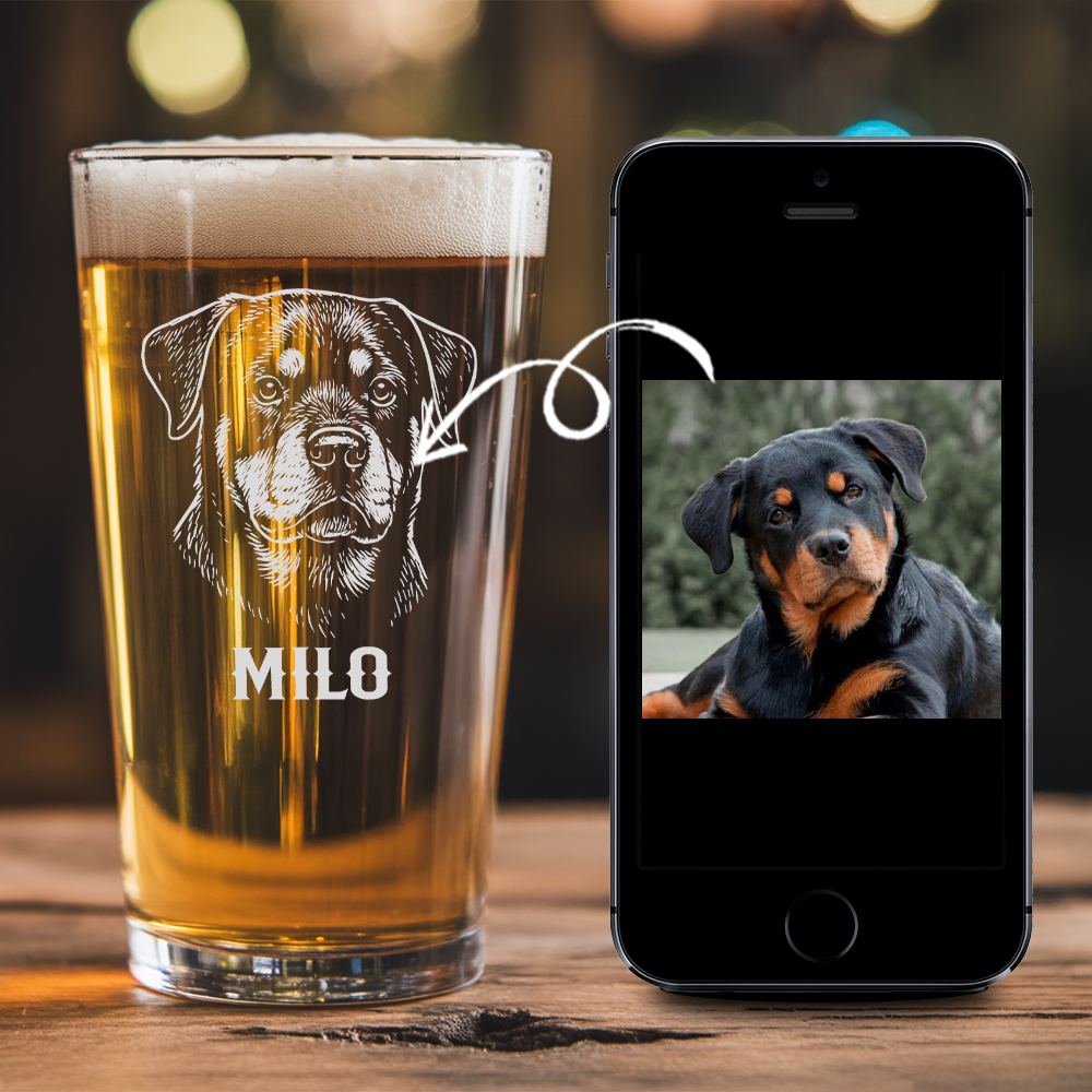 Custom Photo Dog Beer Glasses | Personalized Pint Glass with Your Dog's Photo | Gift for Pet Owners TNNGL20