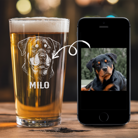 Custom Photo Dog Beer Glasses | Personalized Pint Glass with Your Dog's Photo | Gift for Pet Owners TNNGL20