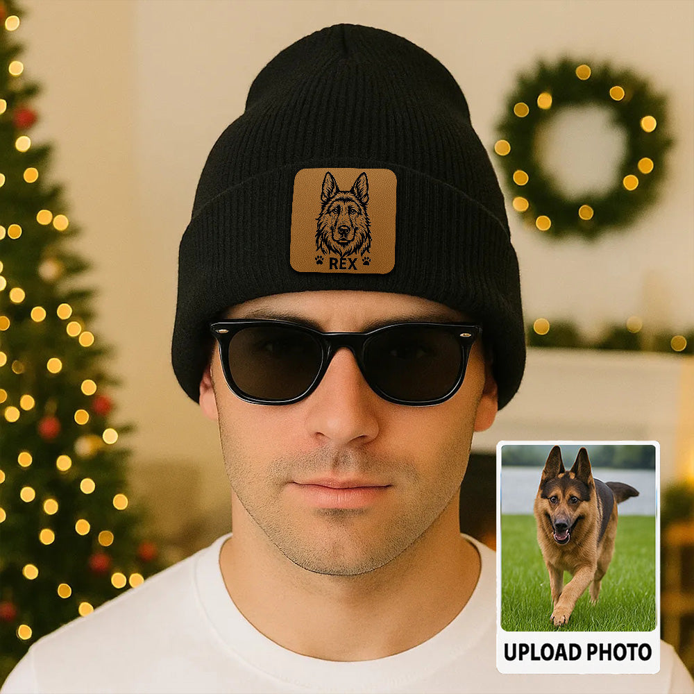 Personalized Dog Photo Beanie – Custom Pet Face Winter Hat, Warm Knit Beanie for Dog Moms and Dog Dads TH99B02