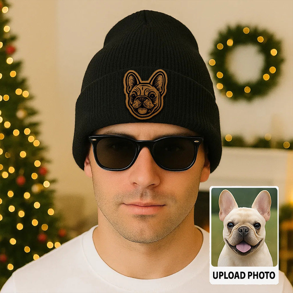 Custom Pet Photo Beanie Hat – Personalized Knit Hat with Dog or Cat Picture, Perfect Gift for Animal Lovers TH99B03