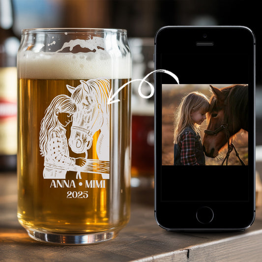 Custom Photo Horse Beer Can Glass | Personalized Gift for Pet Owners | Gift For Pet Lover TNNGL46