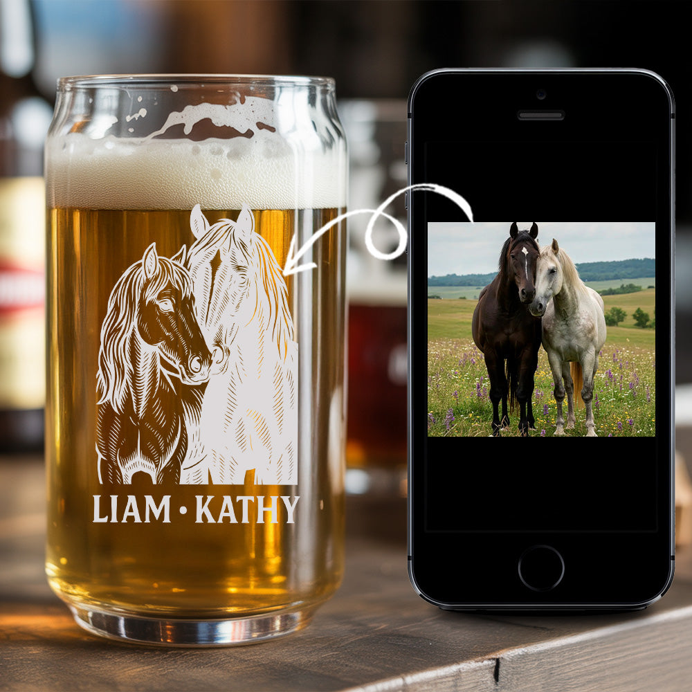 Custom Photo Horse Beer Can Glass | Personalized Gift for Pet Owners | Gift For Pet Lover TNNGL45