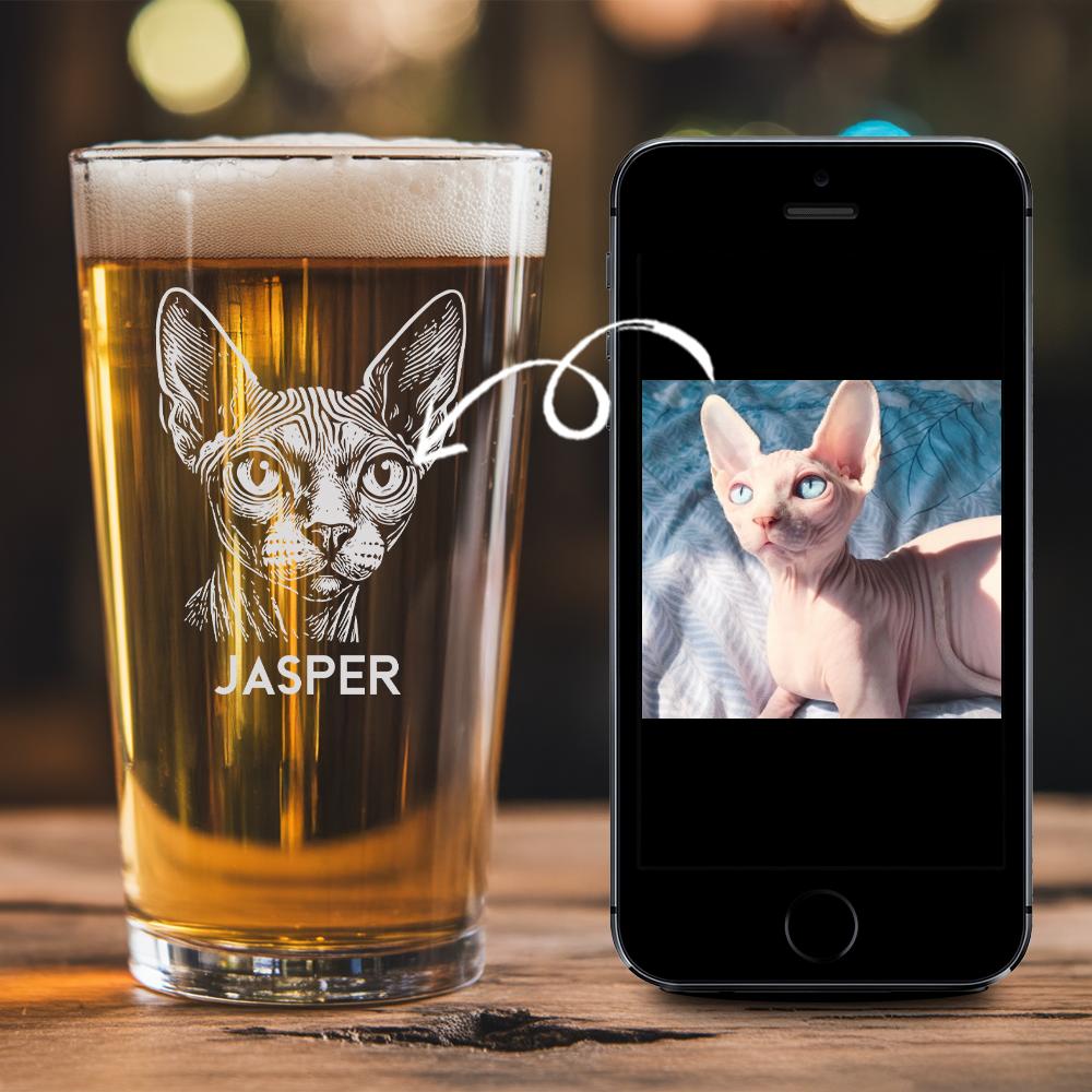 Custom Photo Cat Beer Glasses | Custom Pint Glass with Your Cat's Photo | Personalized Gift for Pet Owners TNNGL23