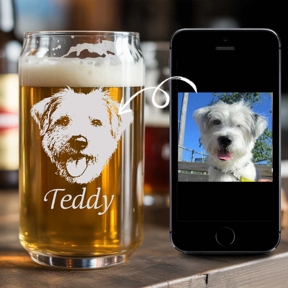 Custom Photo Dog Beer Glasses | Personalized Dog Photo Beer Can Glasses | Custom Pet Gift TNNGL28